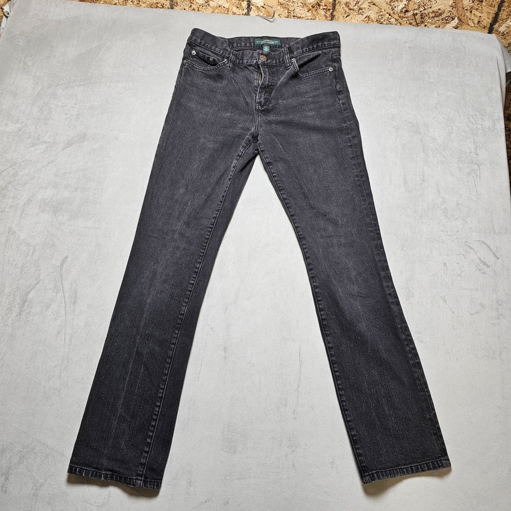 Lauren Ralph Lauren Classic Straight Leg Jeans Faded Black Denim Womens Size 6